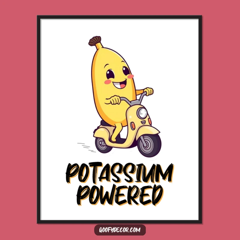 Funny Banana Scooter Poster: Zany Art Print, Vibrant & Comical Funny Gifting