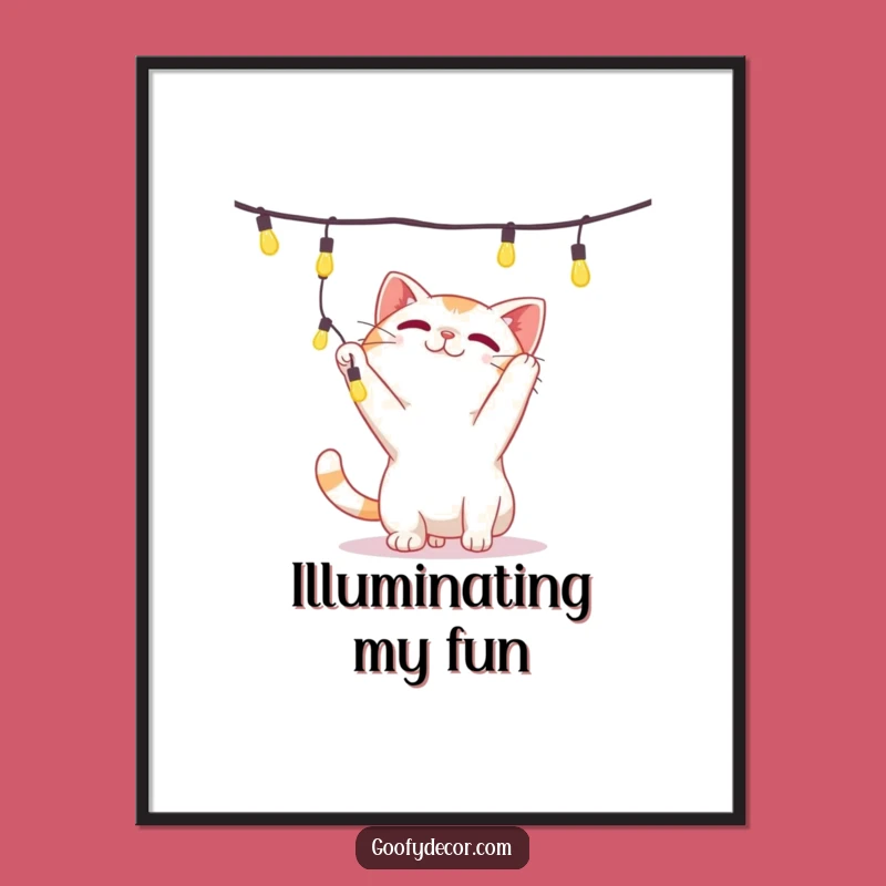 Funny Cat Poster: Playful Lights Art, A Purrfect Funny Gift!