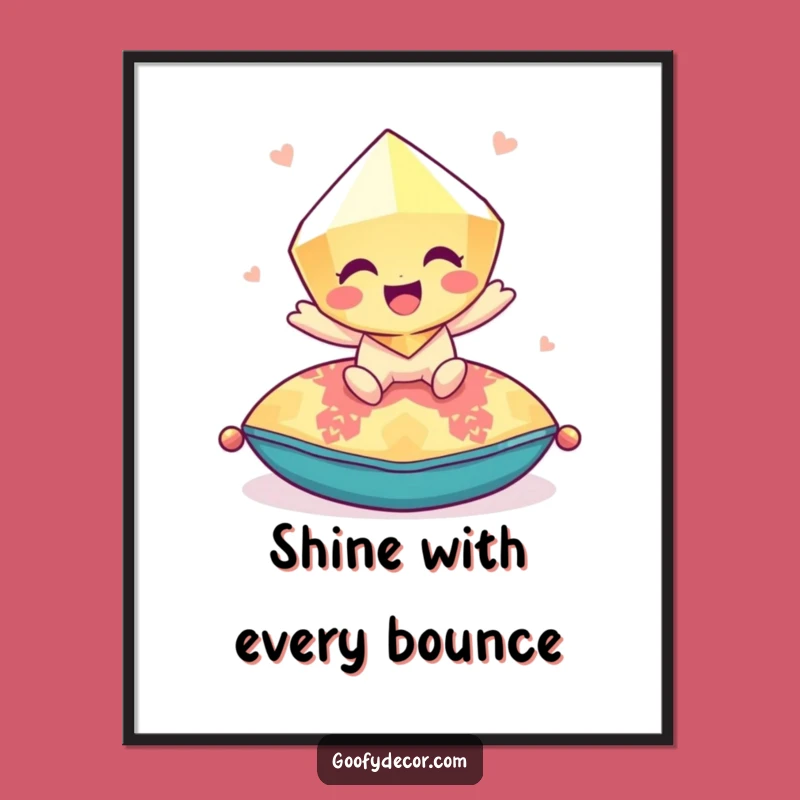 Funny Gem Bounce Poster: Vibrant Wall Art for Playful Spaces