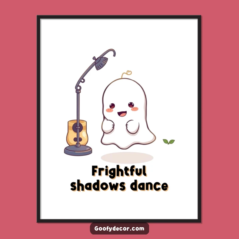 Funny Ghost Decor Poster: Playful Character Hiding Art, Whimsical Funny Gift for Walls