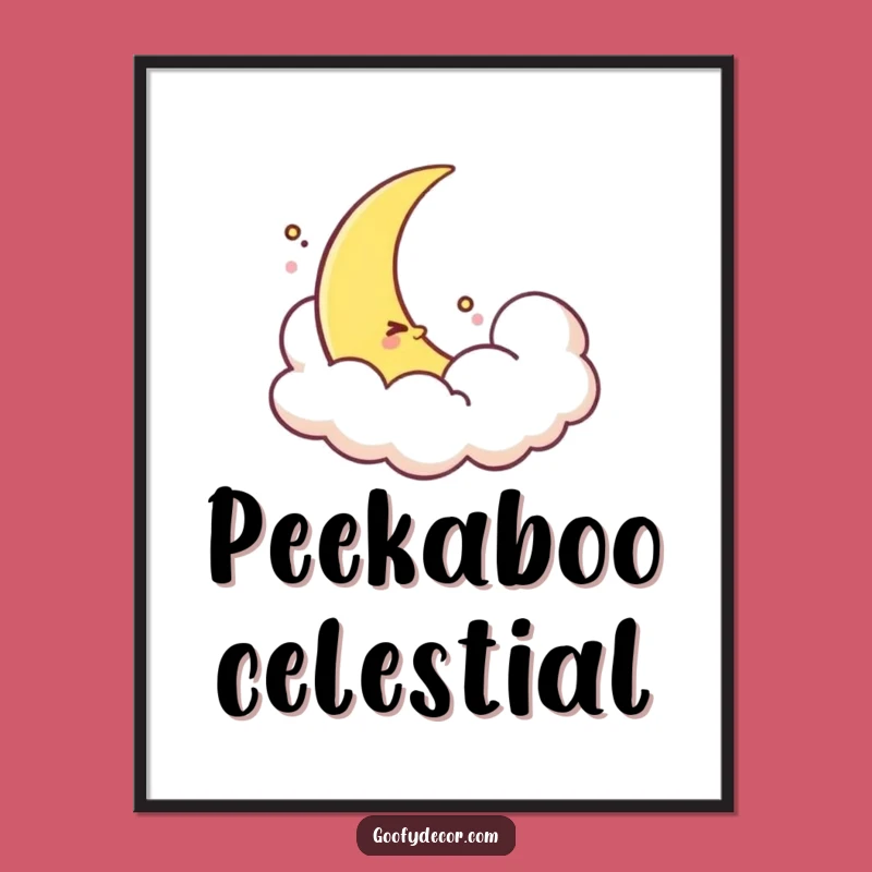 Funny Shy Moon Poster - Dreamy Wall Art for Peaceful Spaces