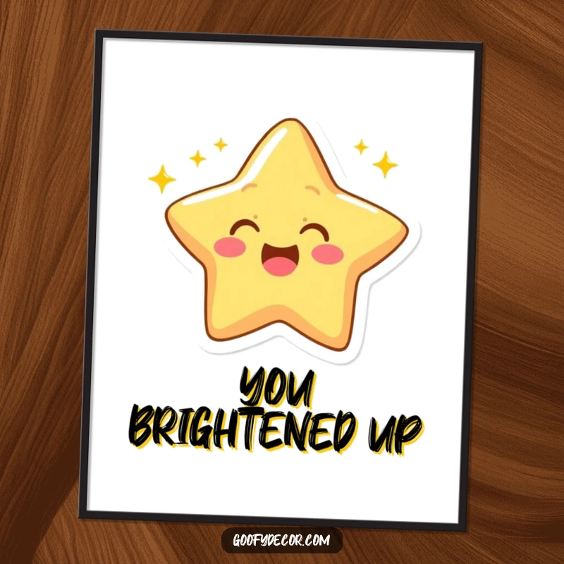 Funny poster art of a cheerful star character winking excitedly, surrounded by numerous bright, twinkling rays.