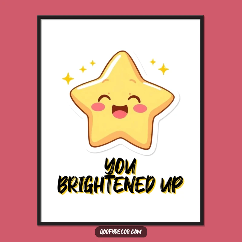 Funny Star Art Print: Winking Celestial Body with Twinkling Rays