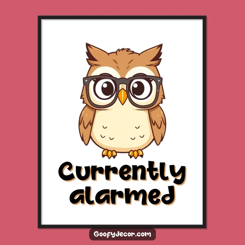 Funny Surprised Owl Reading Glasses Poster: Wall Art for Bookish Shock