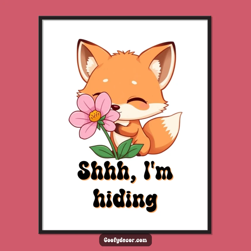 Funny Winking Fox Poster: Playful Peek Art for a Hilarious Gift