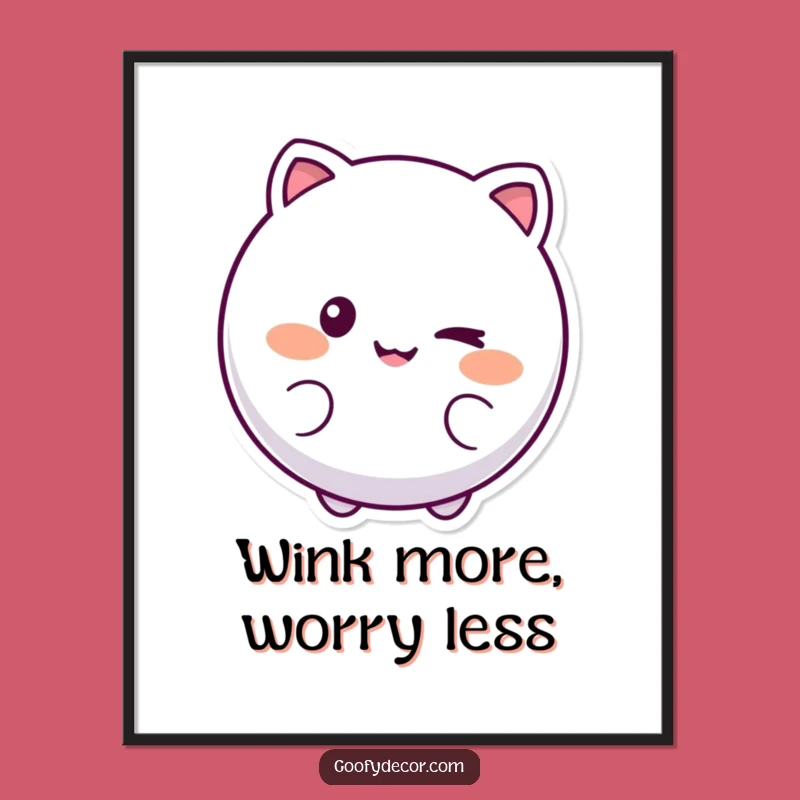 Funny Winking Character Poster - Playful Smiling Wall Art for a Cheerful Room