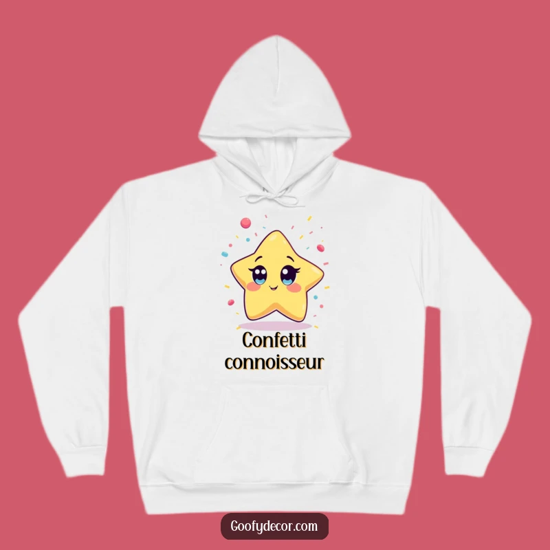 Funny Kawaii Star Confetti Hoodie: Cozy Wide-Eyed Star Apparel for Joy