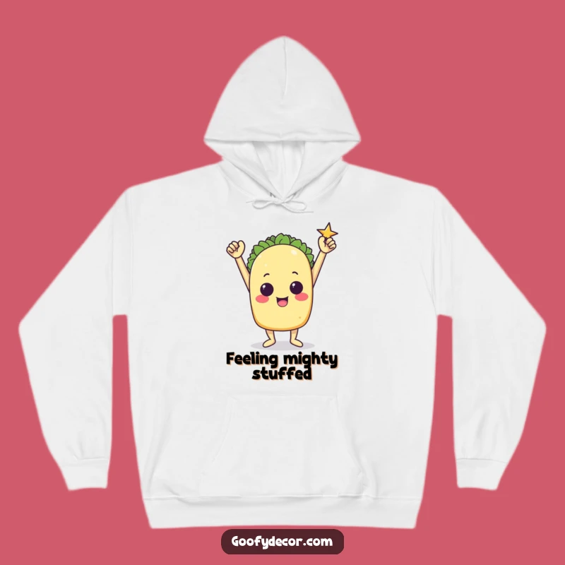 Funny Triumphant Taco Hoodie: Cozy Victory Pose Sweatshirt, Perfect Funny Gift