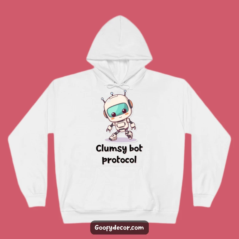 Funny Kawaii Robot Tripping Hoodie: Cozy Up with Clumsy Charm