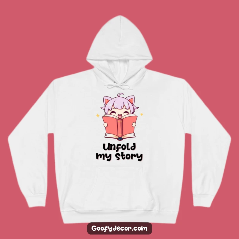 Cozy Funny Book Character Hoodie: Secret Pages Reveal Design, Ultimate Funny Gift for Readers