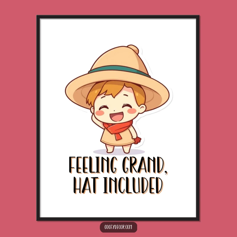 Funny Free Printable Wall Art: Grinning Hat Character Downloadable Art