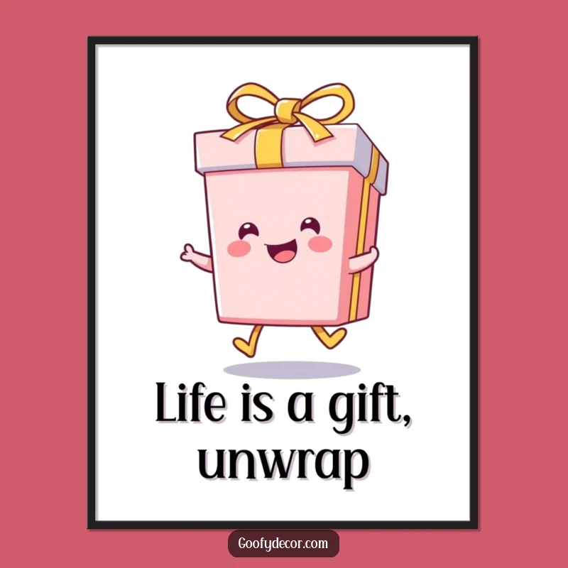 Free Printable Kawaii Gift Box Wall Art - Enthusiastic Skip Decor Downloadable
