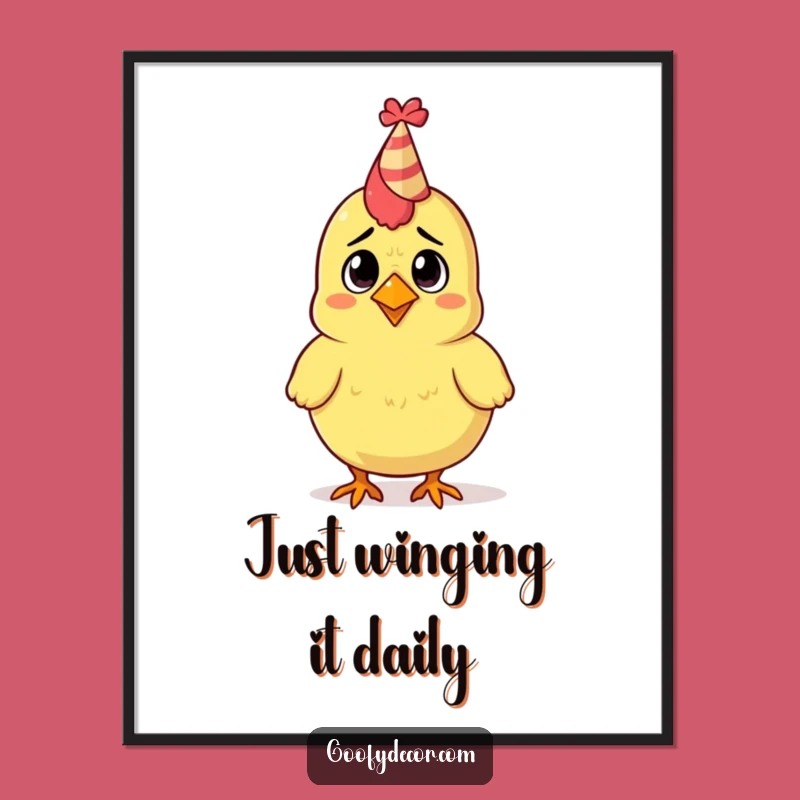 Free Printable Wall Art: Confused Rubber Chicken Hat LOL Quirky Decor
