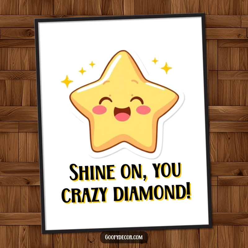 Funny Free Printable Wall Art: A cheerful star winks enthusiastically, emitting twinkling rays of light.