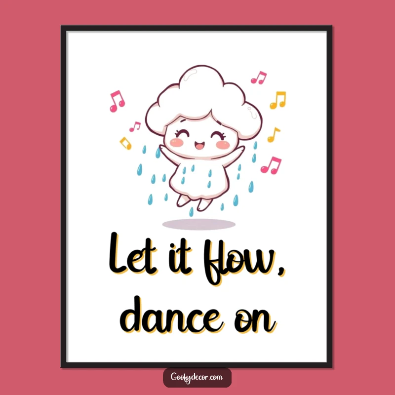 Funny Free Printable Wall Art: Dancing Cloud Music Notes Downloadable Art