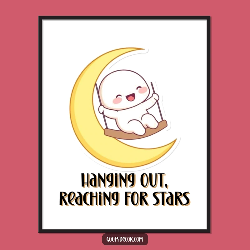 Funny Free Printable Wall Art: Laughing Moon Swing, Celestial Nights, Quirky Downloadable Decor