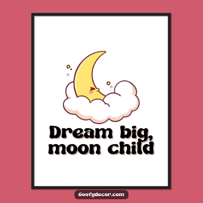 Funny Free Printable Wall Art: Shy Moon Cloud Peek-a-boo Downloadable Art