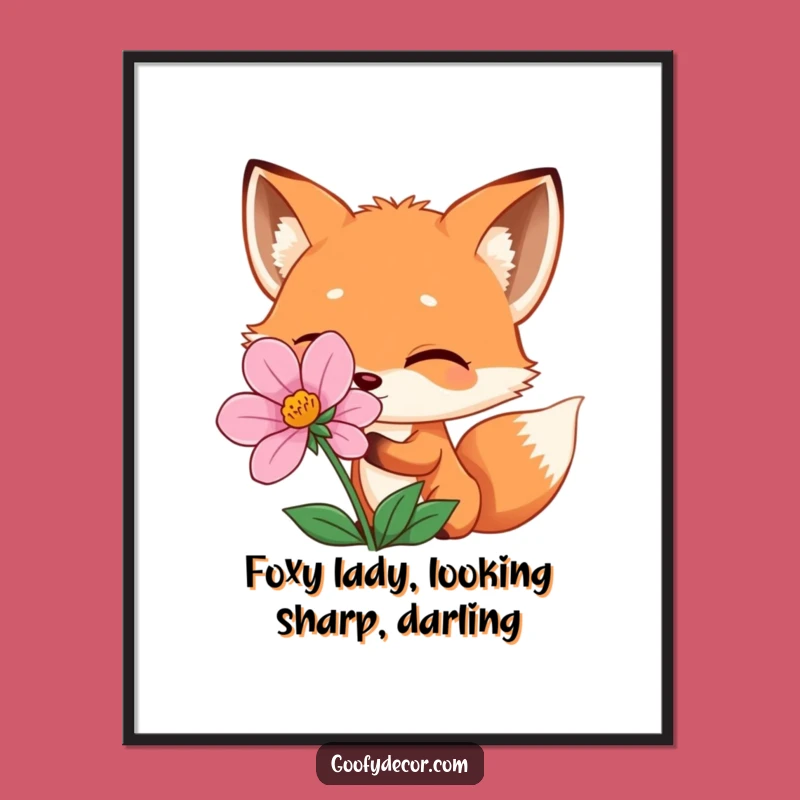 Funny Free Printable Wall Art: Winking Fox Peeking - Quirky Downloadable Home Decor