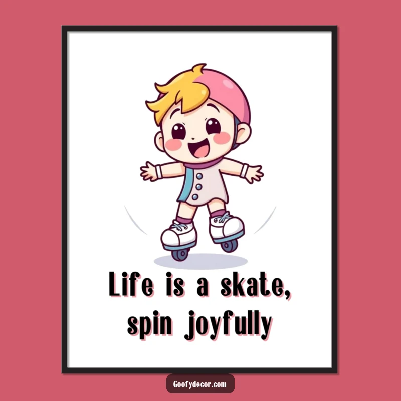 Funny Free Printable Roller Skate Art: Spinning Smiles Decor, Downloadable