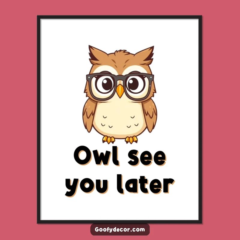 Funny Printable Wall Art: Surprised Owl with Glasses Free Downloadable Art for Home