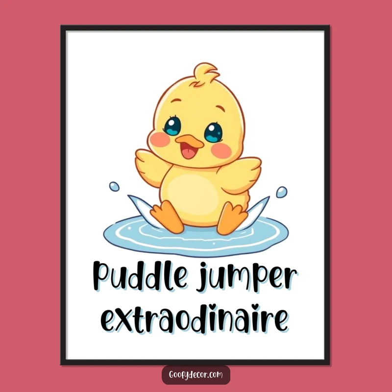 Funny Printable Wall Art: Happy Duckling Splashing Free Downloadable Art for Home