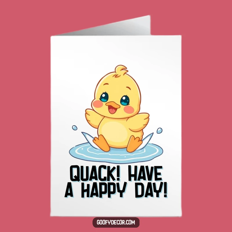 Free Printable Birthday Card: Happy Duckling Splashing Funny Duck Downloadable Gift