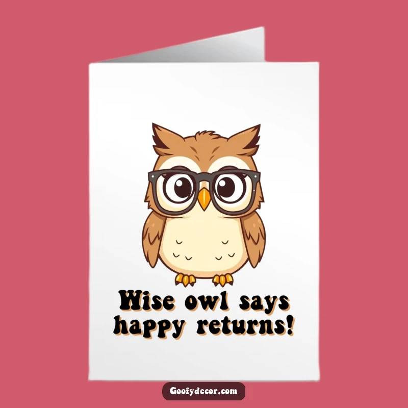 Free Printable Birthday Card: Surprised Owl Reading Glasses Funny Owl Downloadable Gift