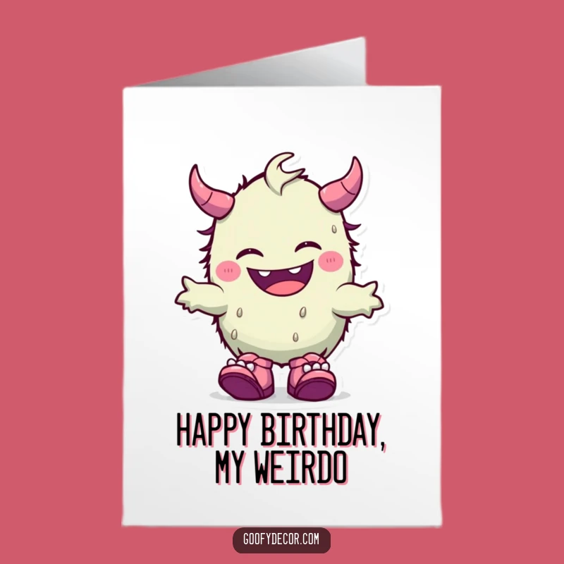 Free Printable Birthday Card: Kawaii Monster Mismatched Shoes - Funny Downloadable Gift