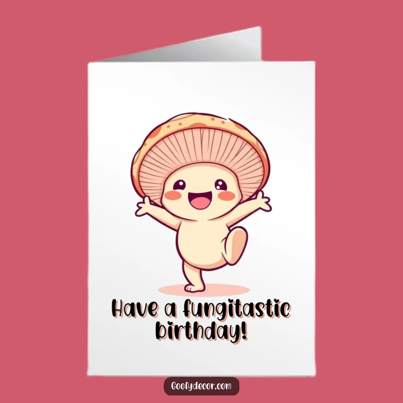 Funny Free Printable Birthday Card: Mushroom Cartwheel, Hilarious Downloadable Gift