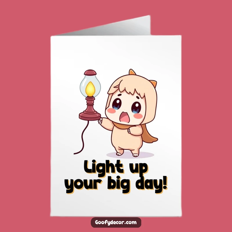 Free Printable Birthday Card: Surprised Lamp Holder Funny Downloadable Gift