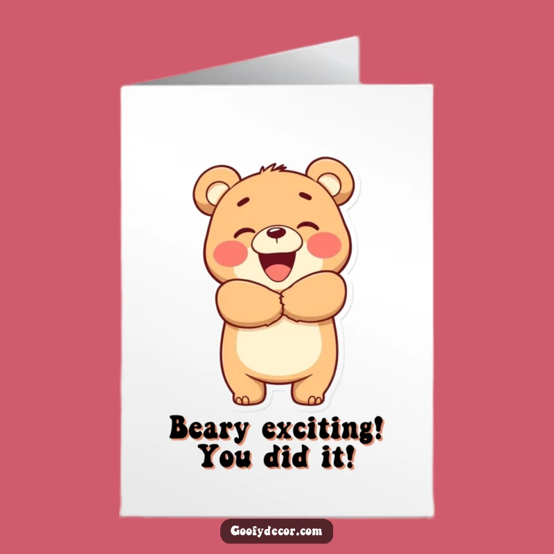 Free Printable Bear Hug 'Congrats' Card - Downloadable & Print at Home Joy