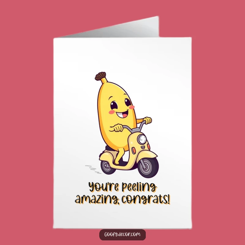 Free Printable Congrats Card: Banana Scooter Fun, Perfect Downloadable Celebration