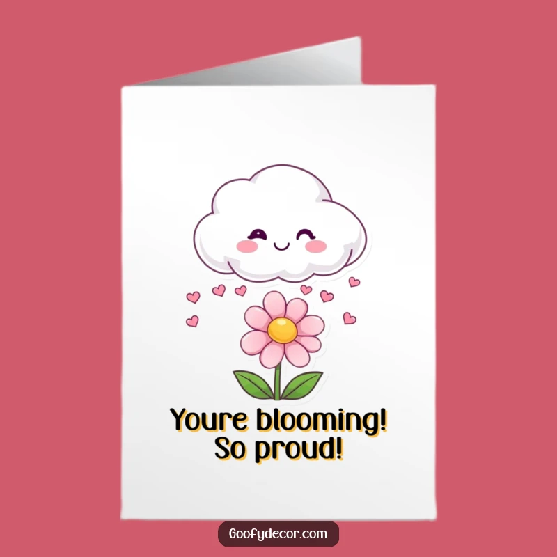 Free Printable Congrats Card: Heart Cloud Rains Love on Flower, Funny