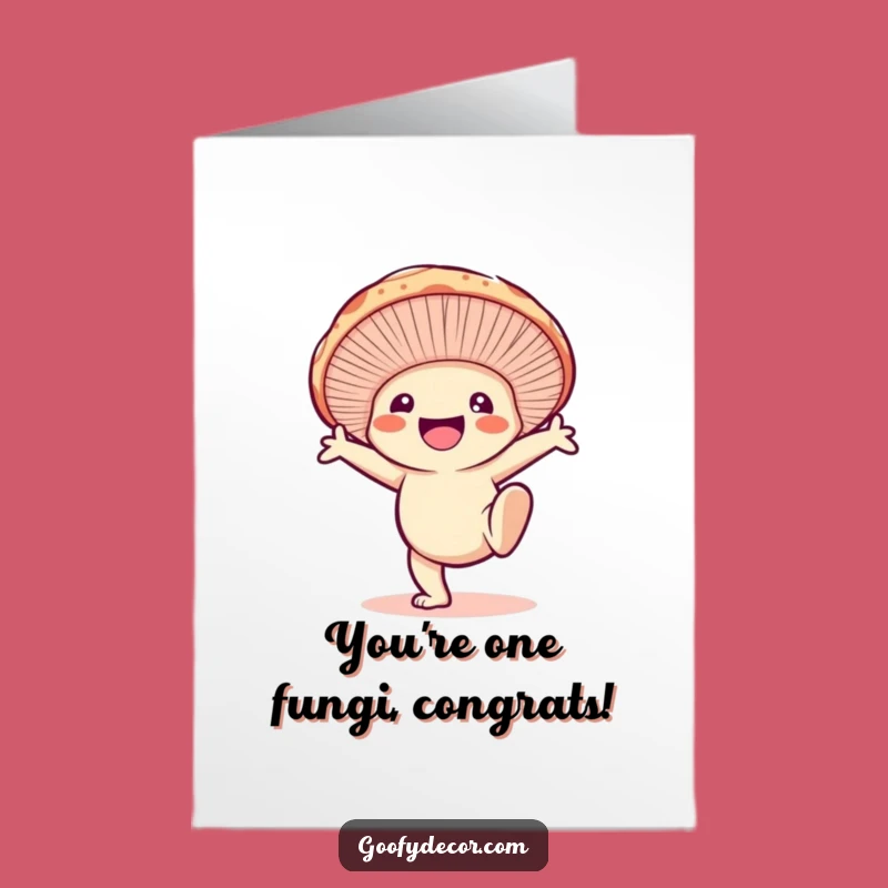Free Printable Congrats Card: Mushroom Cartwheel, Perfect Downloadable Celebration