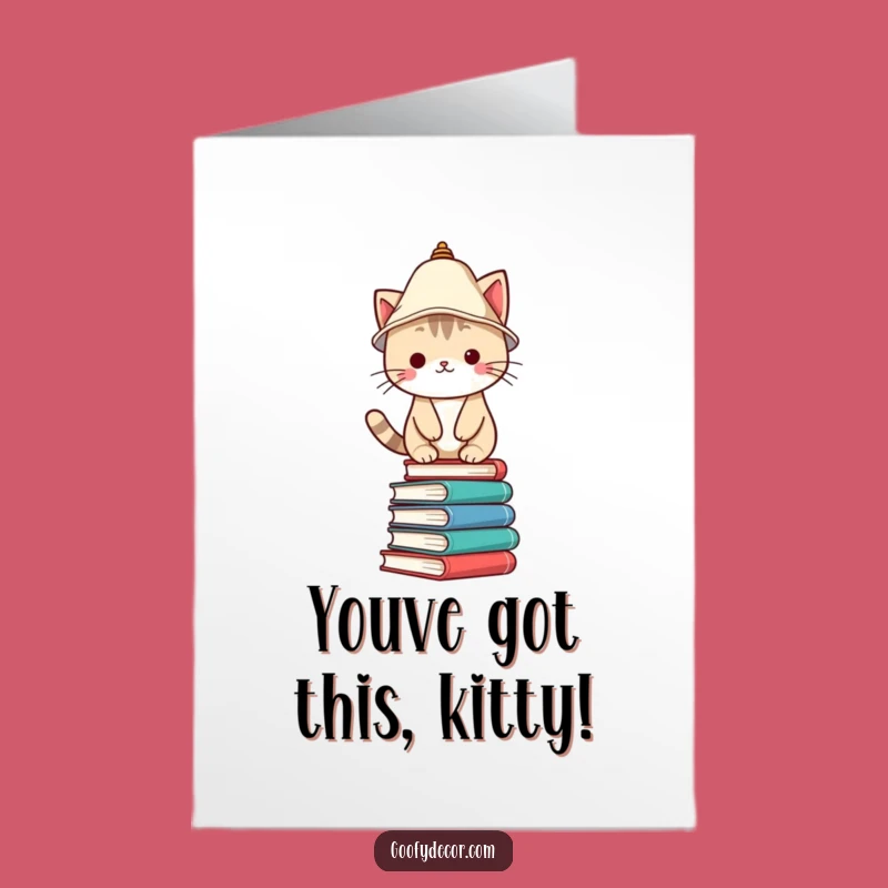 Free Printable Kawaii Cat Congrats Card: Funny Balancing Act Achievement Gift