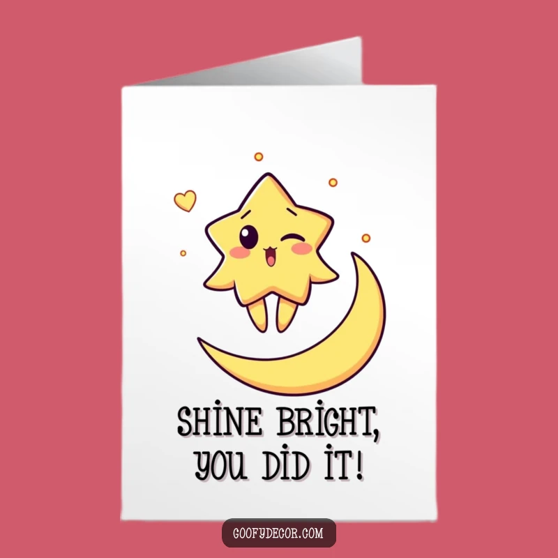 Free Printable Congrats Card: Star Winking Moon Funny Downloadable Gift
