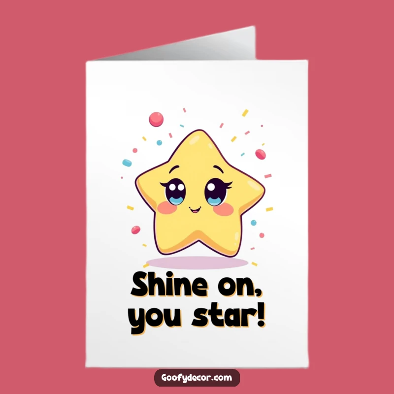 Free Printable Kawaii Star Congrats Card: Wide Eyes, Catching Confetti! Hilarious Downloadable