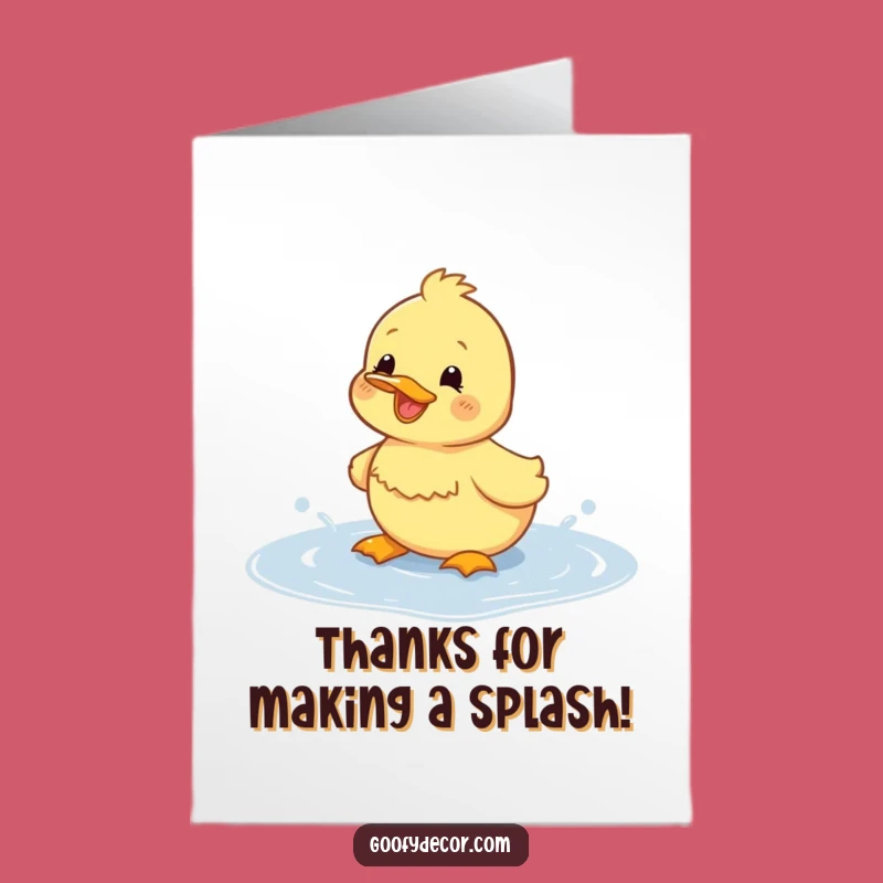 Free Printable Duckling Thank You Card: Grateful Splashy Note Downloadable Gift