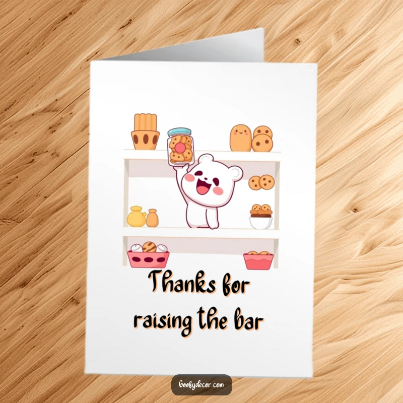 Funny Free Printable Thank You Card: Character reaching for a cookie jar, a humorous DIY gift.