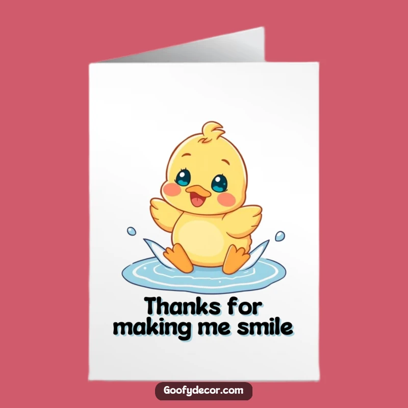 Free Printable Thank You Card: Happy Duckling Splashing Funny Duck Downloadable Gift