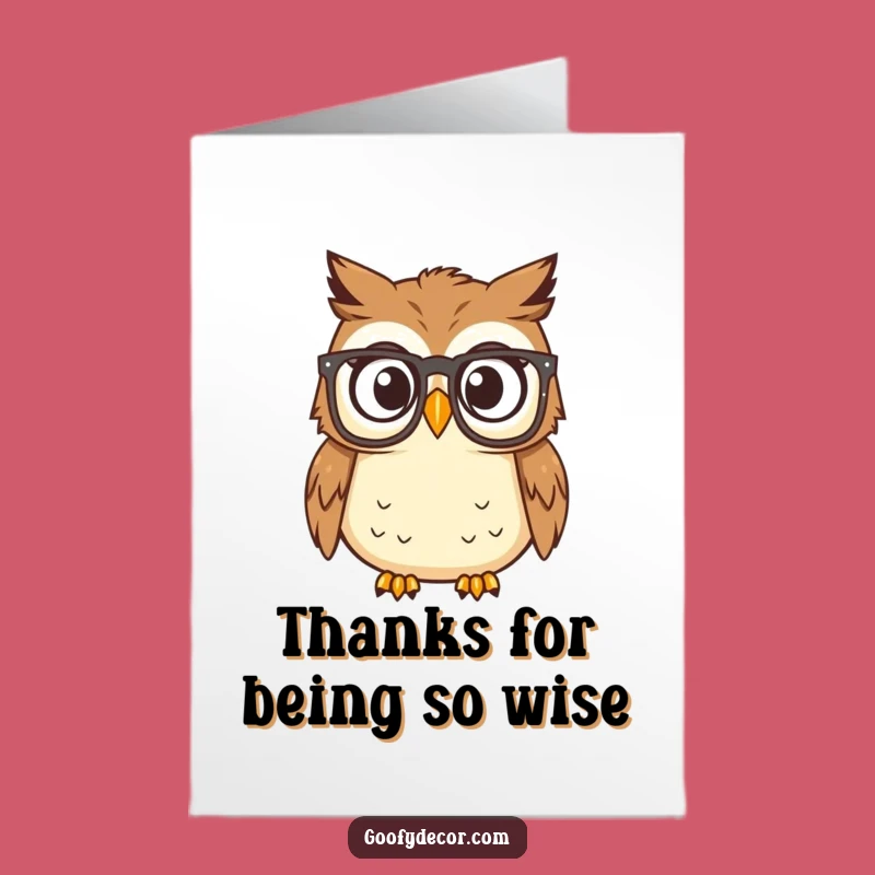 Free Printable Thank You Card: Surprised Owl Reading Glasses Funny Owl Downloadable Gift