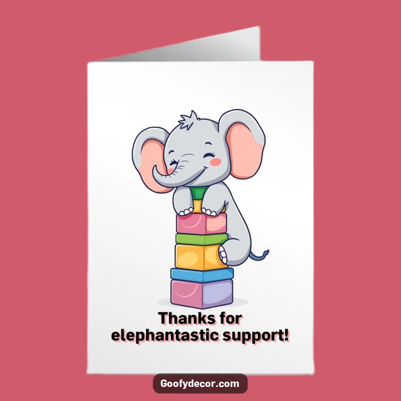 Thank You Card Free Printable: Elephant's Gratitude Block Tower