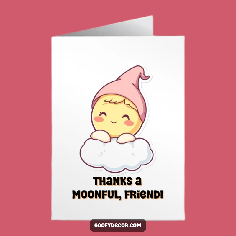 Free Printable Thank You Card: Sleepy Moon Peeking, Funny Gratitude