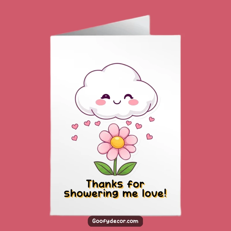 Free Printable Thank You Card: Cloud Hearts on Flower, Funny Gratitude