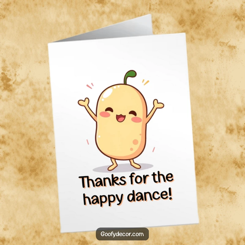 Funny Free Printable Thank You Card: A wobbly object character doing a silly dance to express heartfelt thanks.