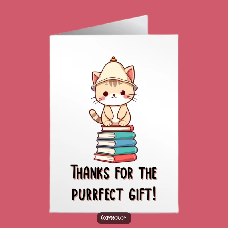 Free Printable Kawaii Cat Thank You Card: Funny Gratitude Gift for Book Lovers