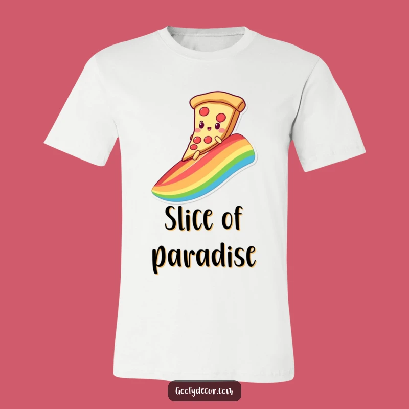 Funny Kawaii Pizza T-Shirt: Rainbow Slide Adventure Style Tee