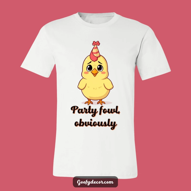 Funny Rubber Chicken Party Hat T-Shirt: Comedic Confused Bird Apparel, Ideal Funny Gift