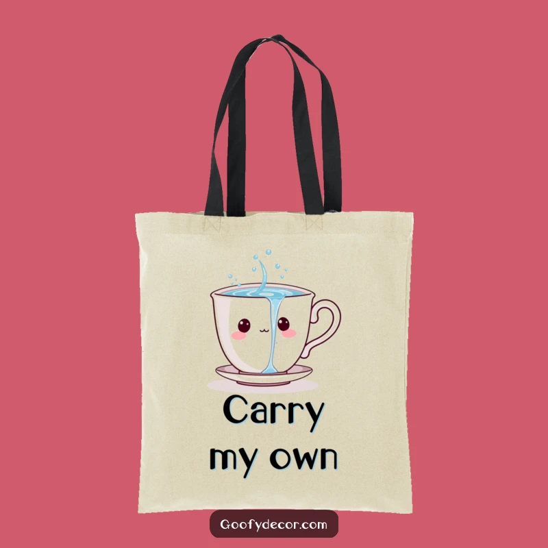 Funny Teacup Refreshment Tote Bag: Playful Cartoon Character Carry-All Gift