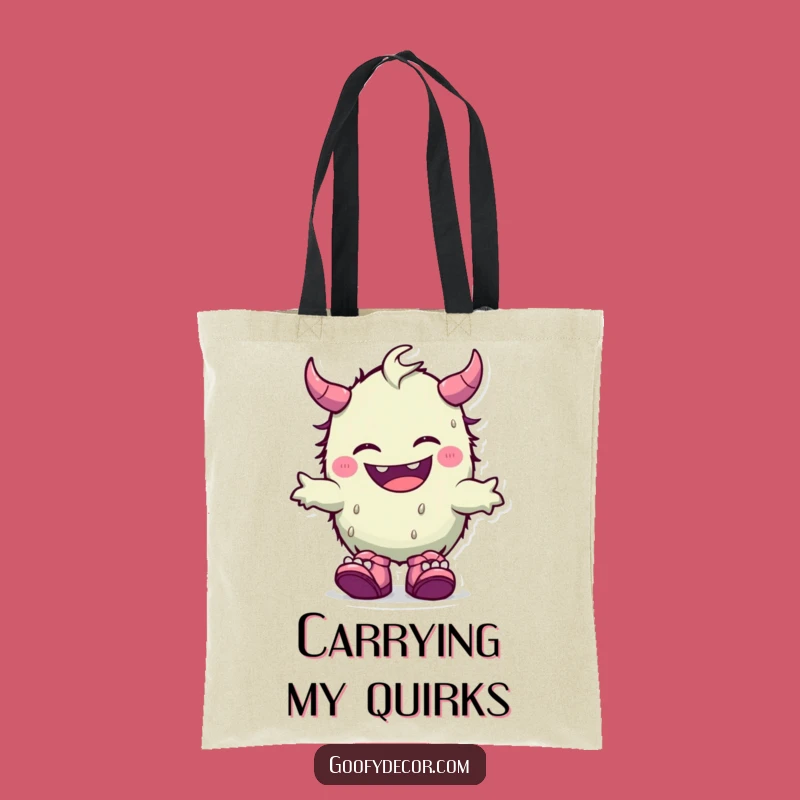 Funny Kawaii Monster Tote Bag: Giggling Style with Mismatched Shoes